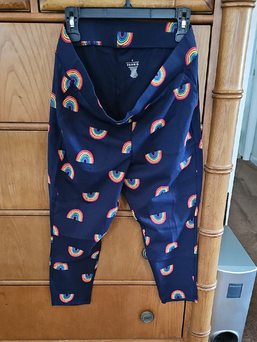 torrid Navy Leggings with Multicolor Rainbow Print